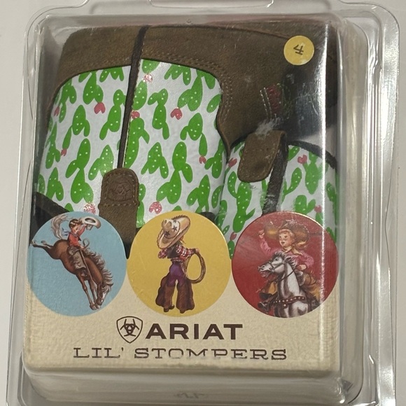 Ariat Other - Ariat Lil' Stompers Anaheim Cactus Print Baby Bootie Size 4 Pink Sole